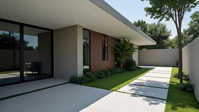 plain_concrete_pathway_around_a_modern_luxury plain_concrete_pathway_around_a_modern_luxury